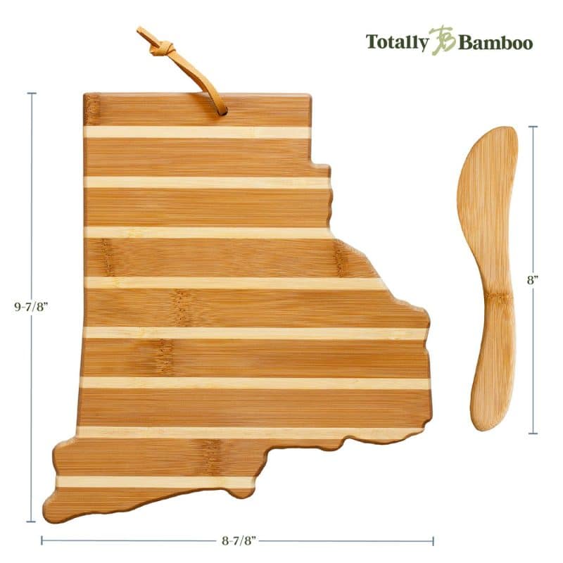 Custom Rhode Island Charcuterie Board with Spreader Knife Gift Set - 5