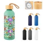Custom 25 Oz. Full Color Blaire Recycled Aluminum Bottle With Bamboo Lid