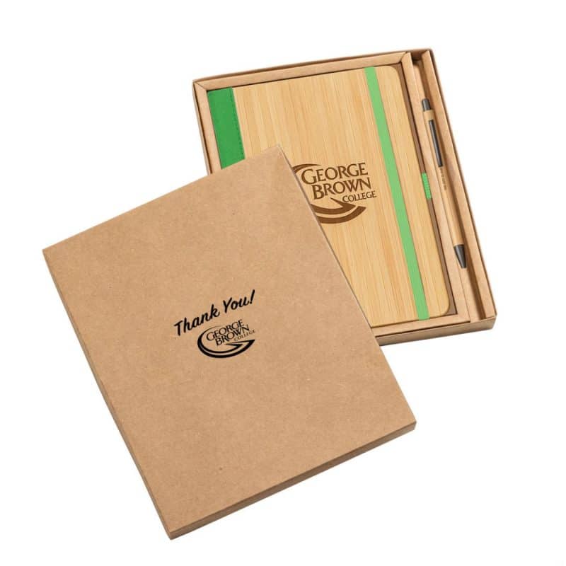 Custom Forleo Bamboo Notebook/Lucky Pen Gift Set - 3