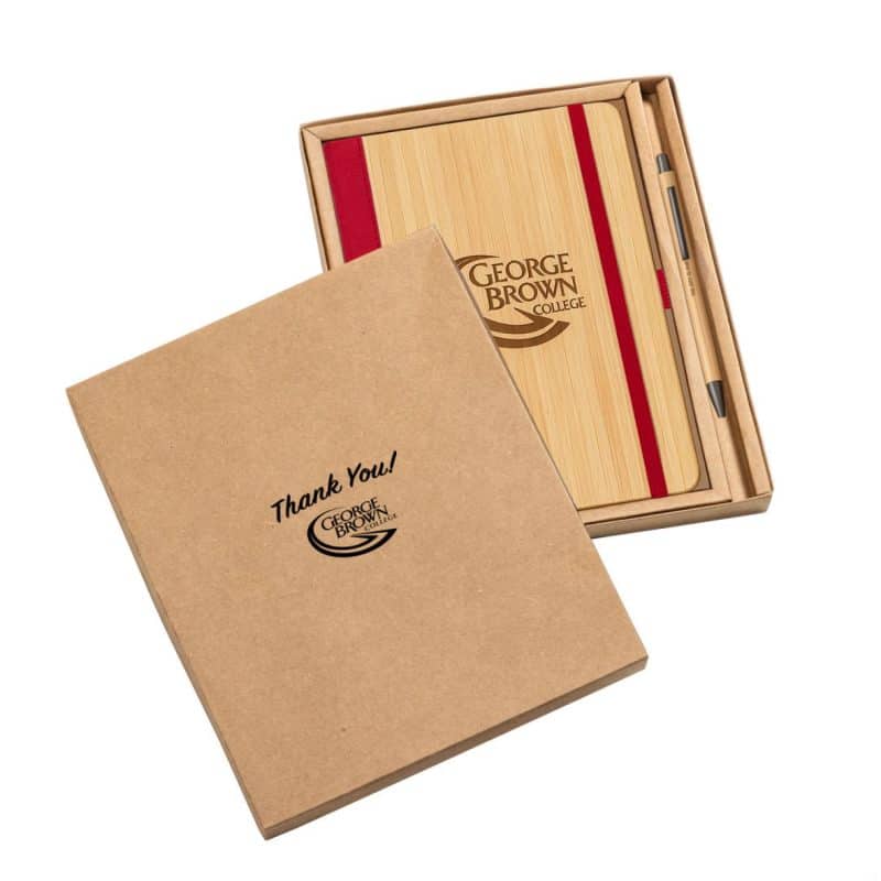 Custom Forleo Bamboo Notebook/Lucky Pen Gift Set - 5