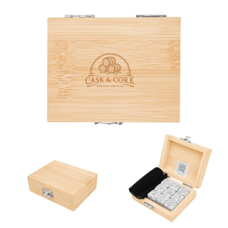 Custom Whiskey Stone Ice Cubes In Fsc® Bamboo Box - 2