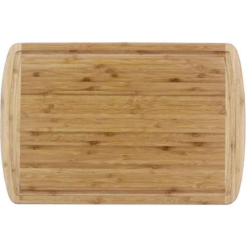 Custom 2-Tone Vertical Grain Grooved Bamboo Cutting Board - 18" - 1