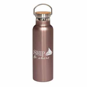 Custom 20 oz Vacuum Insulated Water Bottle With Bamboo Lid