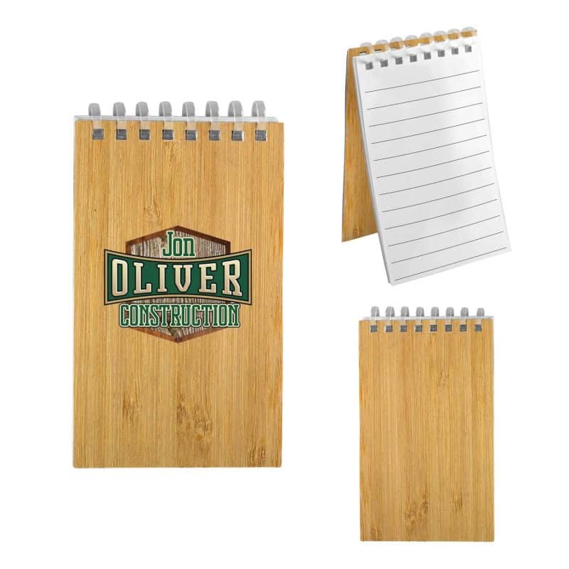 Custom 3" X 5" Bamboo Spiral Notebook