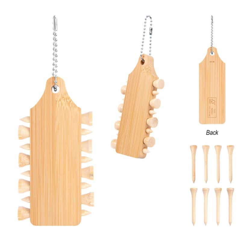 Custom Bamboo Golf Tee Set Keychain - 1