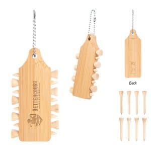 Custom Bamboo Golf Tee Set Keychain