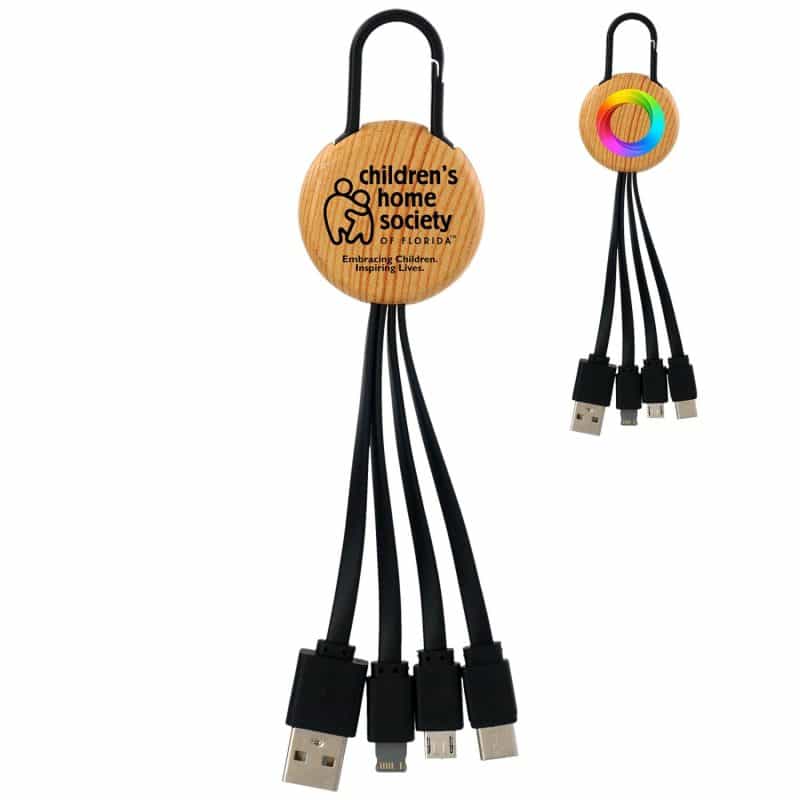 Custom Bamboo Pattern Clip 3" 1 Charging Cable