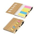 Custom Bamboo Soft Spiral Notebook With Sticky Notes