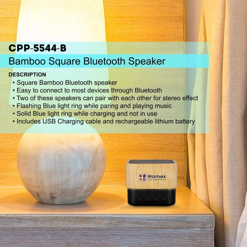 Custom Bamboo Square Bluetooth Speaker - 4
