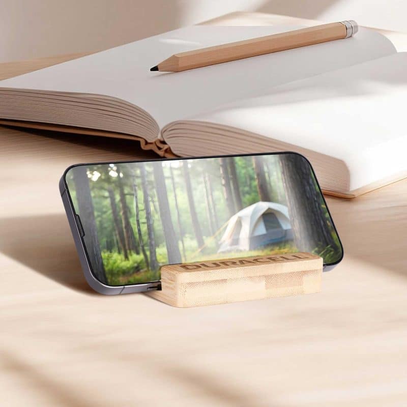 Custom Bamboo Stand & Keypad Stress Reliever - 6