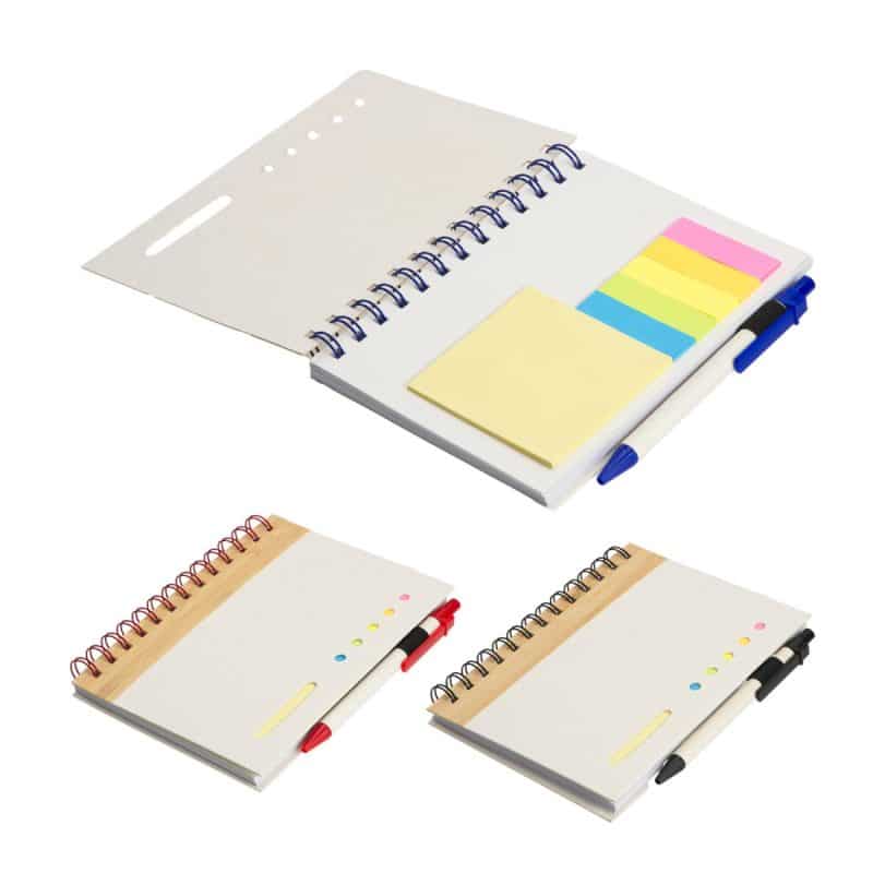 Custom Camber Spiral Notebook with Colorful Sticky Notes & Pen