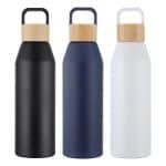Custom Clive 24 oz Recycled Aluminum Bottle with Bamboo Lid - 1