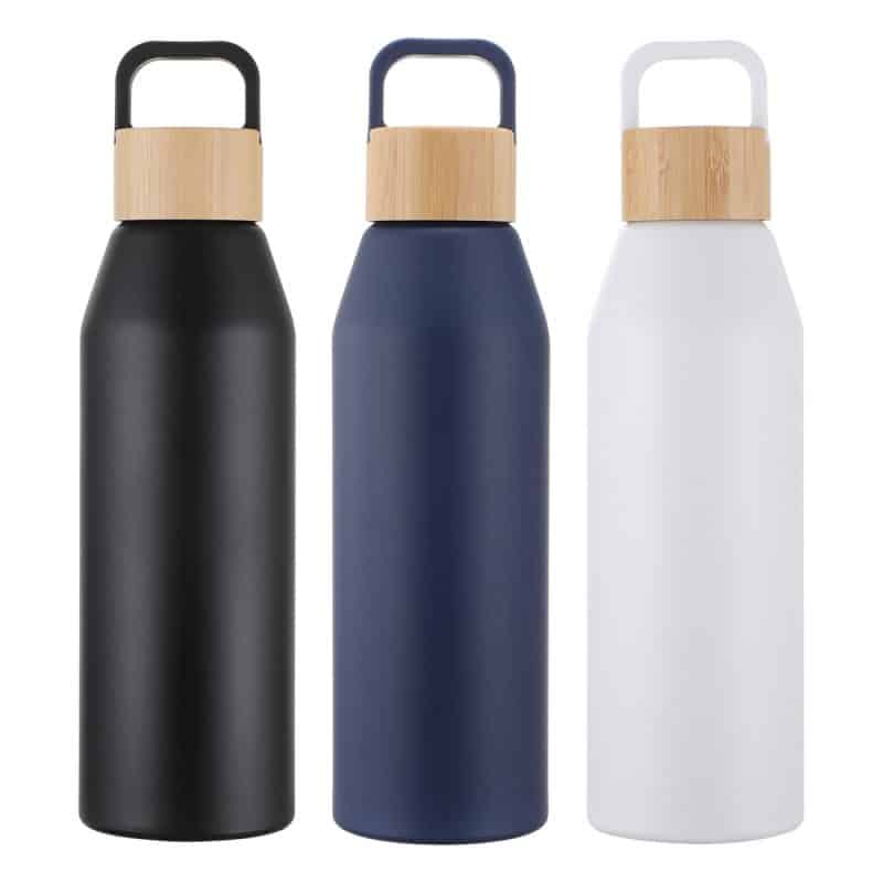 Custom Clive 24 oz Recycled Aluminum Bottle with Bamboo Lid - 1