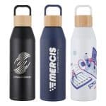 Custom Clive 24 oz Recycled Aluminum Bottle with Bamboo Lid