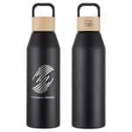 Custom Clive 24 oz Recycled Aluminum Bottle with Bamboo Lid - 2