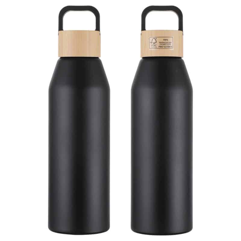 Custom Clive 24 oz Recycled Aluminum Bottle with Bamboo Lid - 3