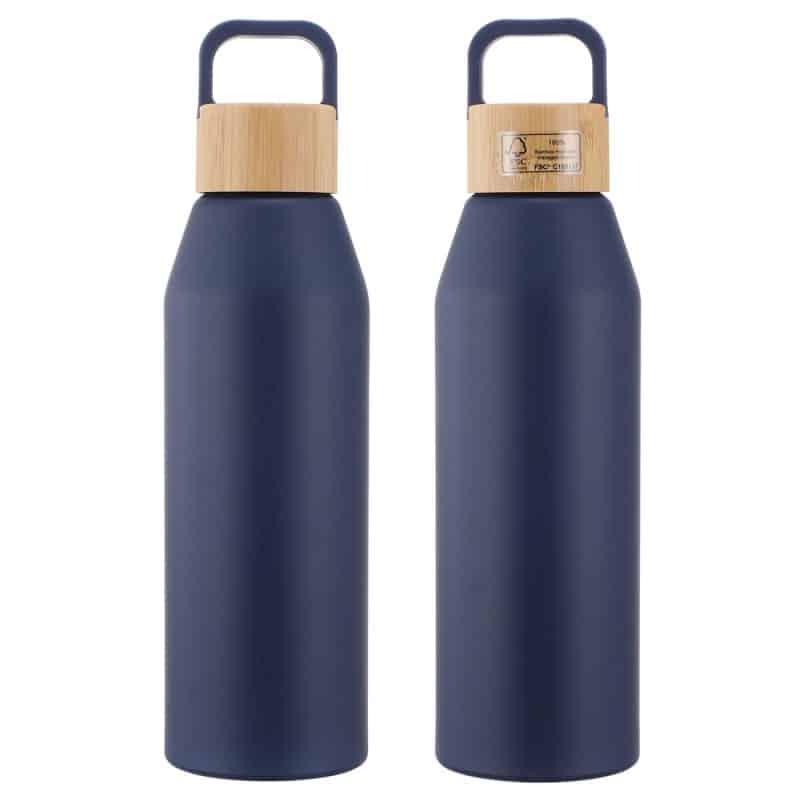 Custom Clive 24 oz Recycled Aluminum Bottle with Bamboo Lid - 5