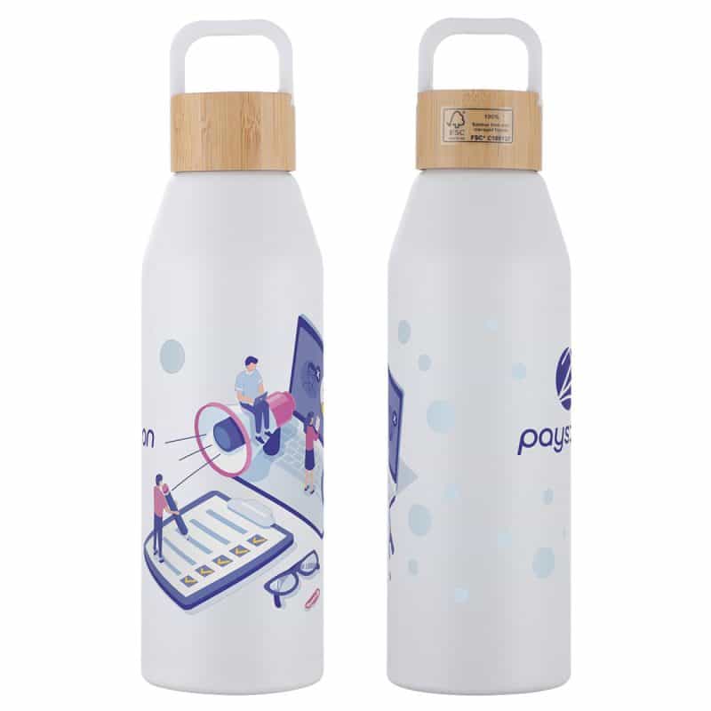 Custom Clive 24 oz Recycled Aluminum Bottle with Bamboo Lid - 6