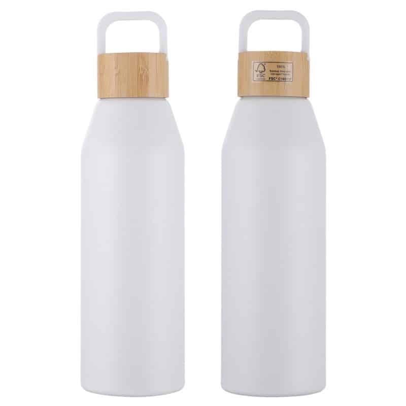 Custom Clive 24 oz Recycled Aluminum Bottle with Bamboo Lid - 7
