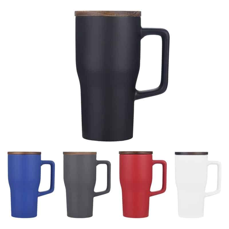 Custom Element 18 oz Ceramic Mug w/ Wood Lid - 1