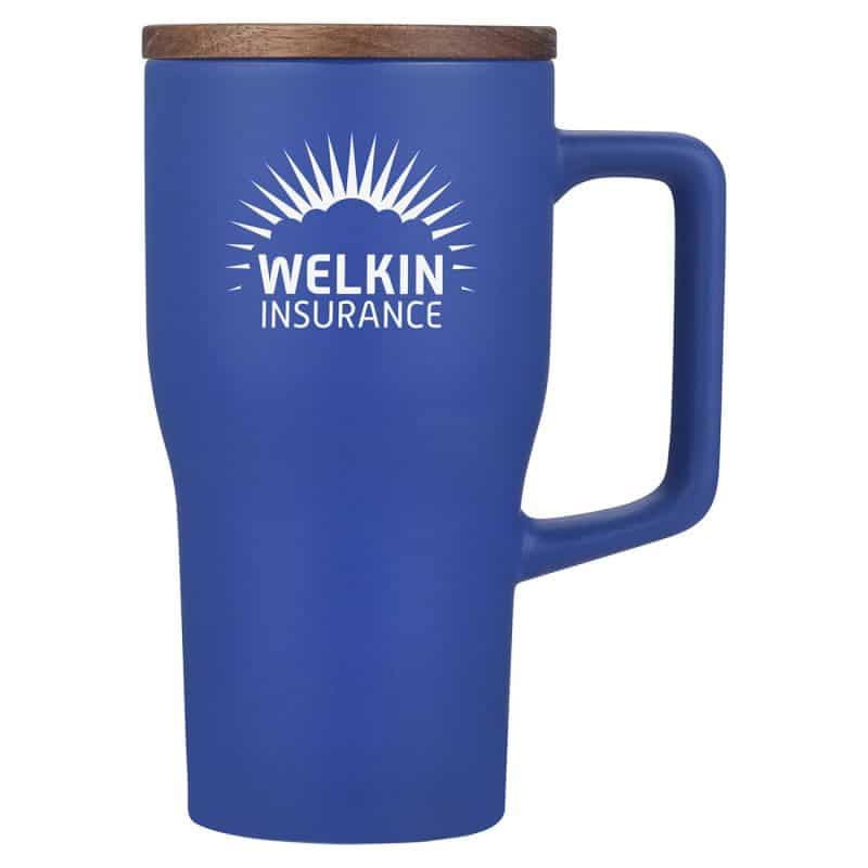 Custom Element 18 oz Ceramic Mug w/ Wood Lid - 4