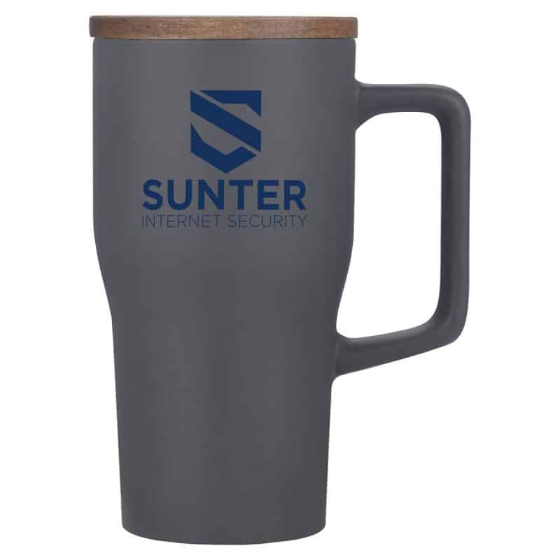 Custom Element 18 oz Ceramic Mug w/ Wood Lid - 6
