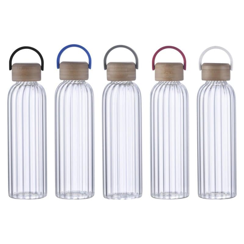 Custom Eos 21 oz Glass Bottle w/ Bamboo Lid - 1
