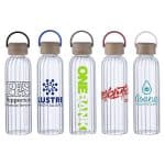 Custom Eos 21 oz Glass Bottle w/ Bamboo Lid