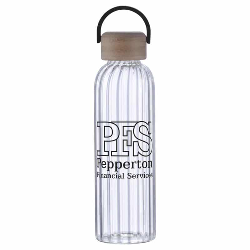 Custom Eos 21 oz Glass Bottle w/ Bamboo Lid - 2