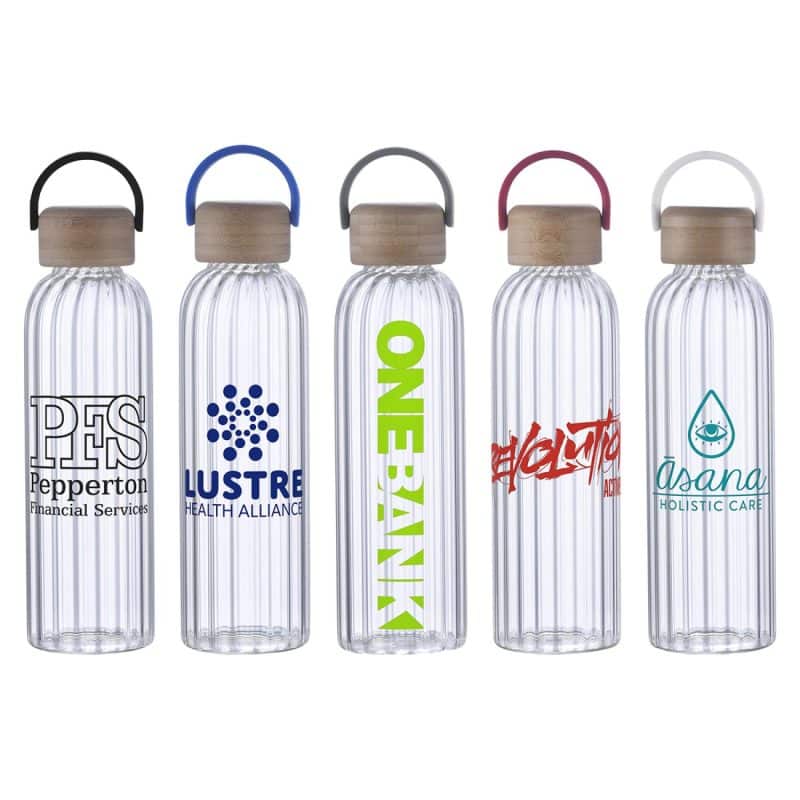 Custom Eos 21 oz Glass Bottle w/ Bamboo Lid