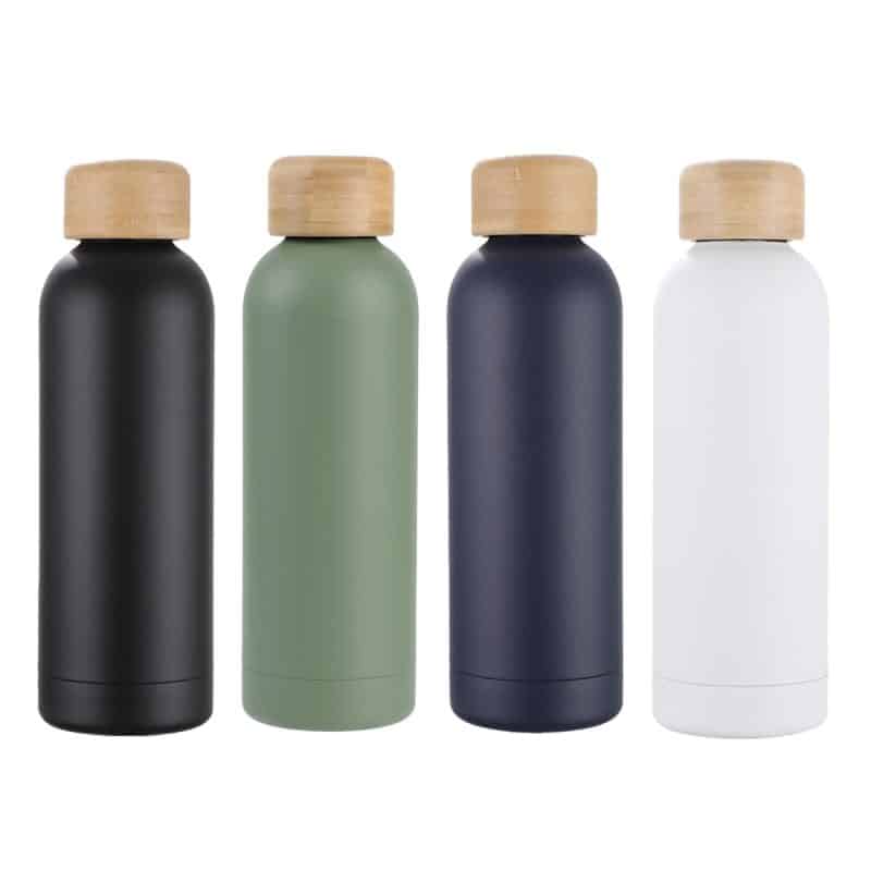 Custom Lexi 17 oz Eco-Friendly Vacuum Stainless Steel Bottle w/ Bamboo Lid