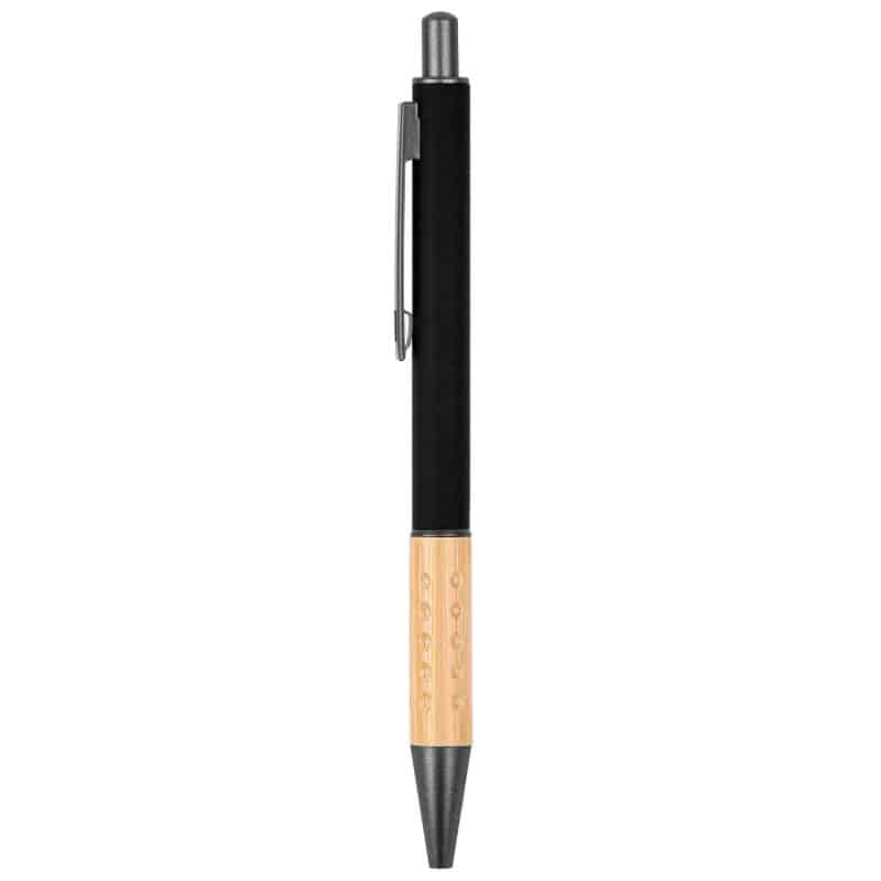 Custom The Gosford Gunmetal Click-Action Ballpoint Pen w/Bamboo Accent - 1