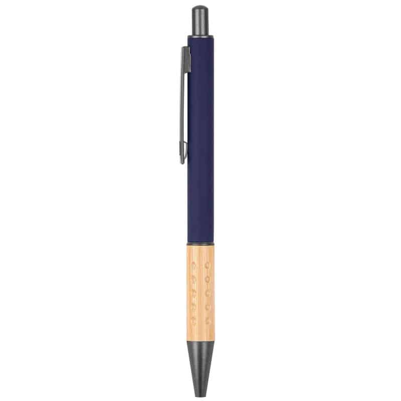 Custom The Gosford Gunmetal Click-Action Ballpoint Pen w/Bamboo Accent - 2