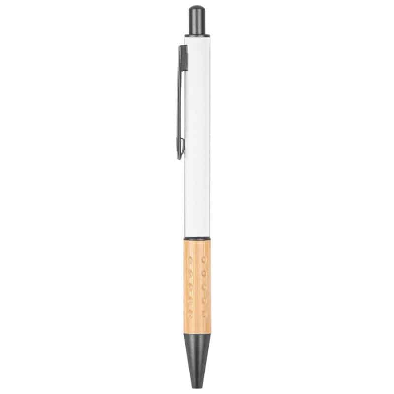 Custom The Gosford Gunmetal Click-Action Ballpoint Pen w/Bamboo Accent - 3