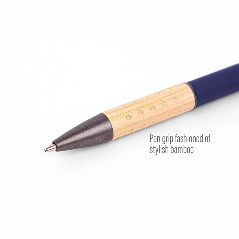 Custom The Gosford Gunmetal Click-Action Ballpoint Pen w/Bamboo Accent - 4