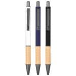 Custom The Gosford Gunmetal Click-Action Ballpoint Pen w/Bamboo Accent - 5