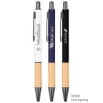 Custom The Gosford Gunmetal Click-Action Ballpoint Pen w/Bamboo Accent - 6