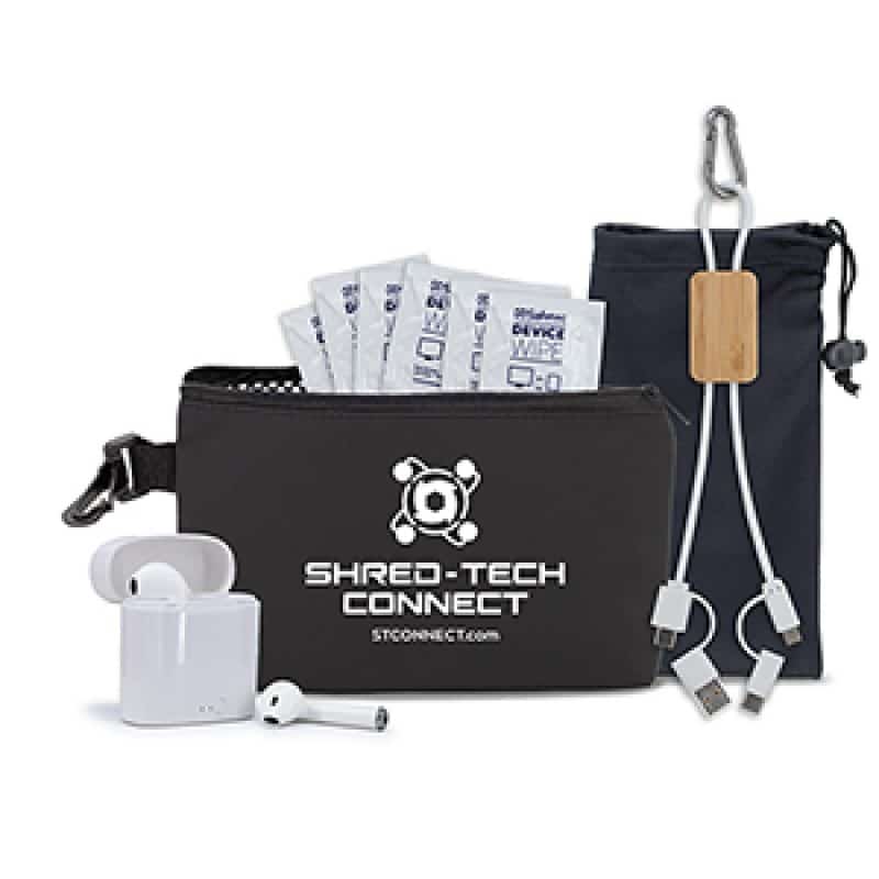 Custom "AMALFI" 10 pcs Do It All Tech Kit in Black Mesh Zipper Pouch