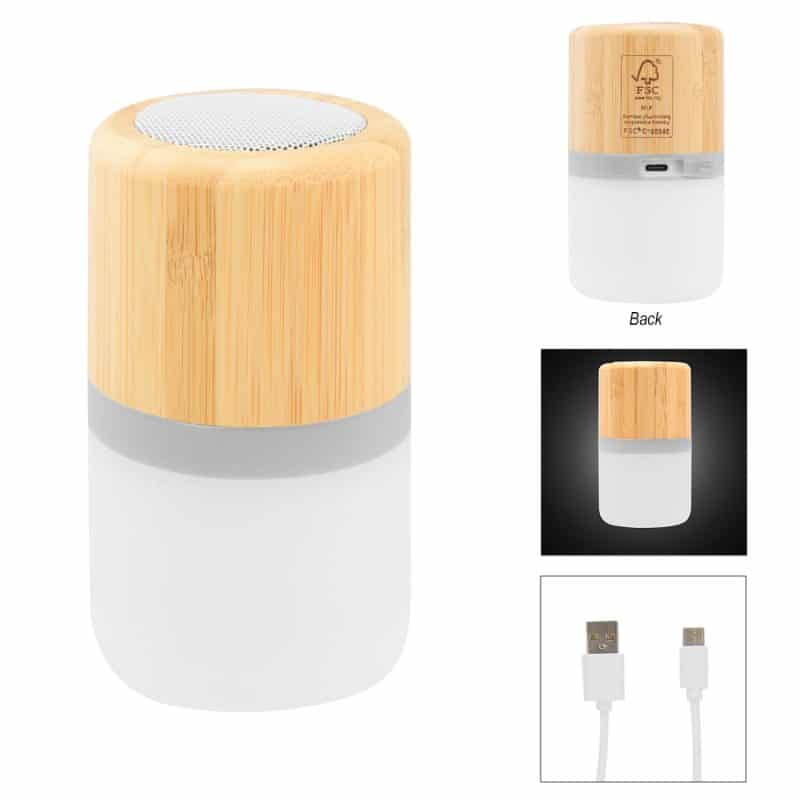 Custom Bamboo Wireless Light Up Speaker - 1