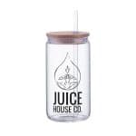 Custom Danville 18oz Can Glass w Bamboo Lid and Straw - 4
