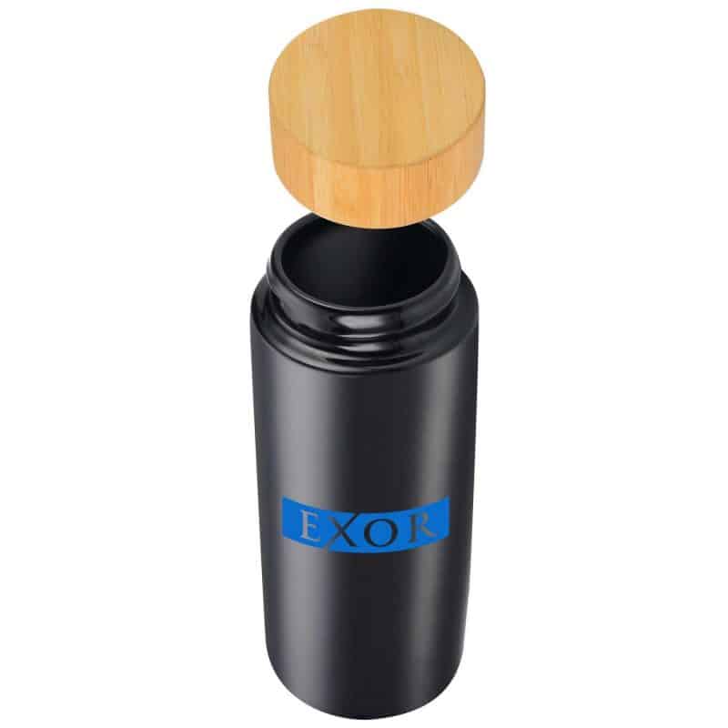 Custom 10oz. Double-Wall Ceramic Bottle with Bamboo Screw-Top Lid - 3