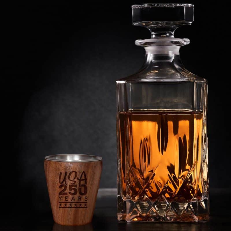 Custom Limited Edition USA 250 Years Bamboo Shot Glass w/Stainless Steel Interior - 1