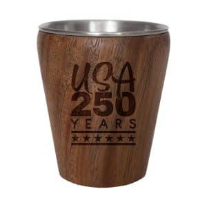 Custom Limited Edition USA 250 Years Bamboo Shot Glass w/Stainless Steel Interior