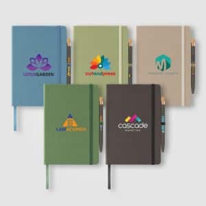 Custom Terra Recycled Milk Carton Hard Cover A5 Notebook & Reborn Pen Set - Full-Color Inkjet