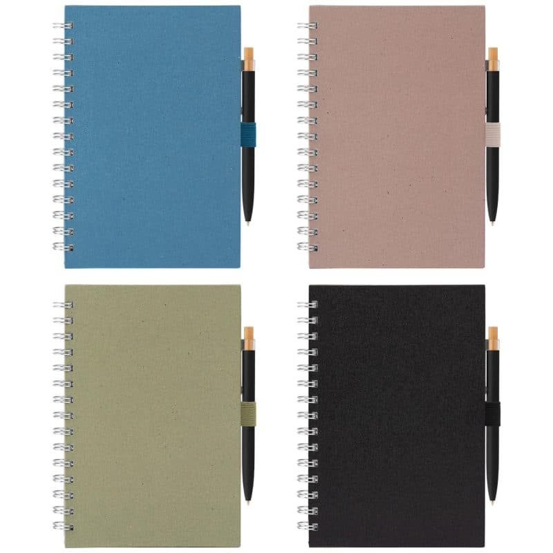 Custom Terra Recycled Milk Carton Hard Cover Spiral A5 Notebook & Reborn Pen Set - Full-Color Inkjet - 5