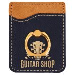 Custom Laserable Leatherette Phone Wallet with Silver Ring