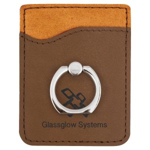 Custom Laserable Leatherette Phone Wallet with Silver Ring