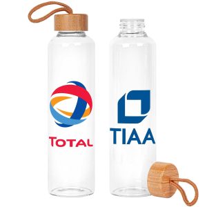 Custom 25 Oz. Vidro Glass & Bamboo Bottle