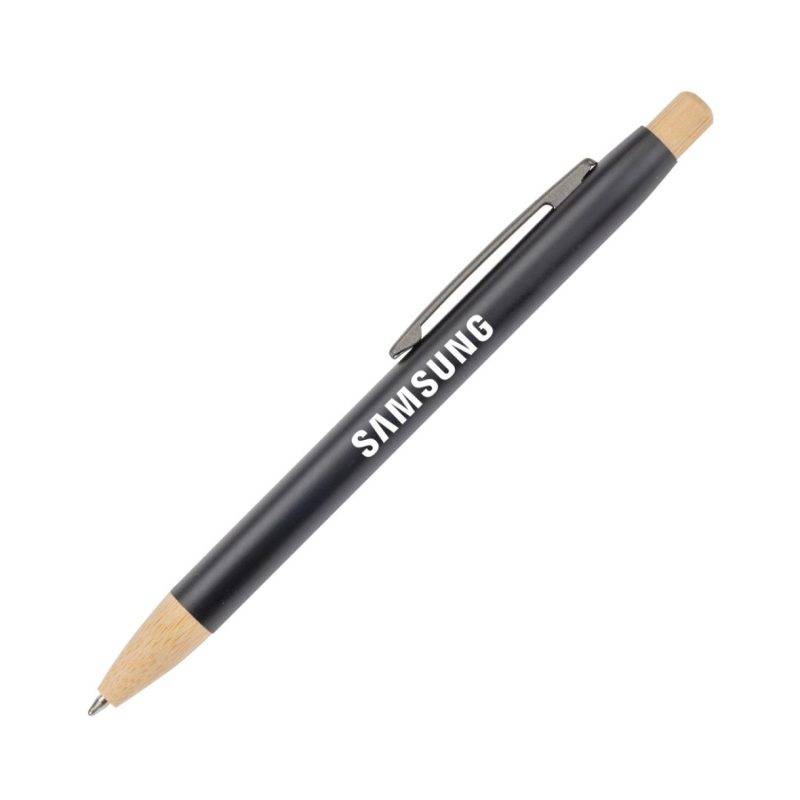 Charon-Aluminum-Ballpoint-Pen-wBamboo-Clicker-Tip-P359 Custom Charon Aluminum Ballpoint Pen w/Bamboo Clicker & Tip