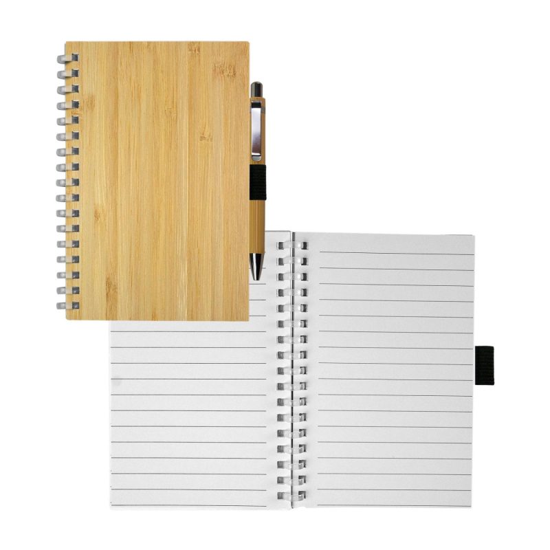 Custom Bamboo Spiral Notebook Pen Set - 1
